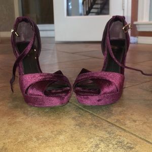 Velvet maroon high heels